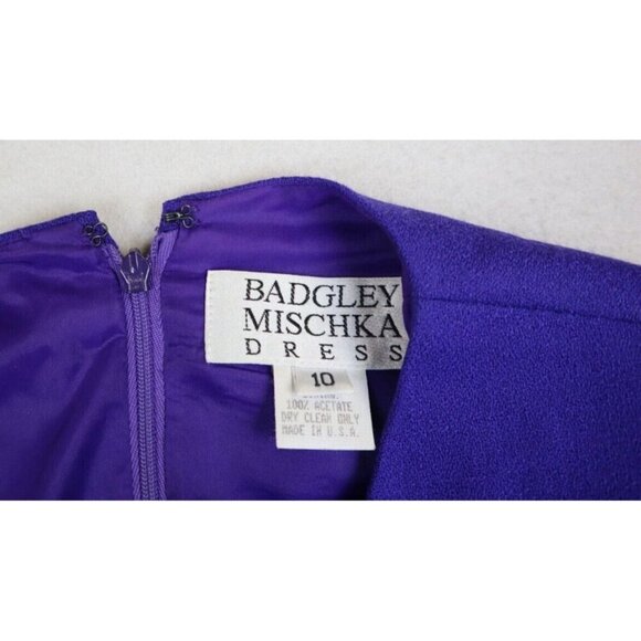 VINTAGE WOMEN'S PURPLE 100% WOOL DRESS - BADGLEY MISCHKA - SIZE 10 - Picture 6 of 8